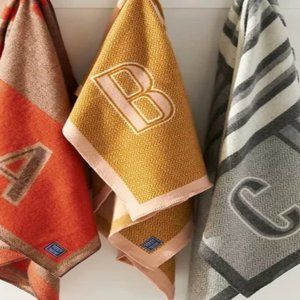 Anthropologie -  Faribault - M - Monogram Wool Blend Throw Blanket NEW